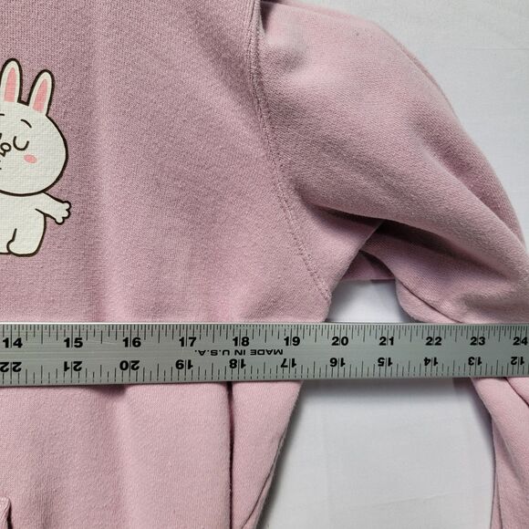 Line Friends Pink 100% Cotton Sweat Pullover Hoodie Kangaroo Pocket Size S - Picture 7 of 9